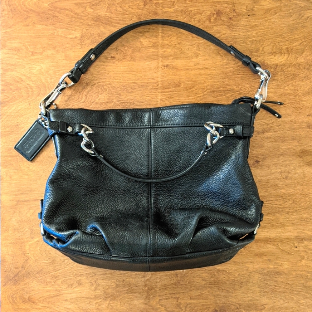 Coach Black Leather Purse Bag Silver Hardware